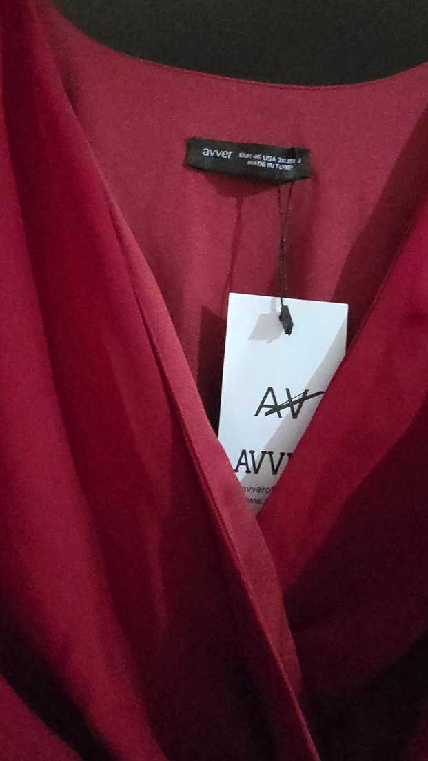 Bordo Uzun Kollu V Yaka Uzun Elbise - Görsel 4