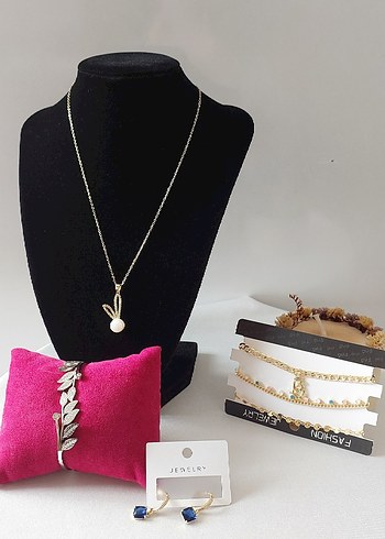 Renkli Zincir Detaylı Minimalist Kadın Takı Seti - Görsel 5
