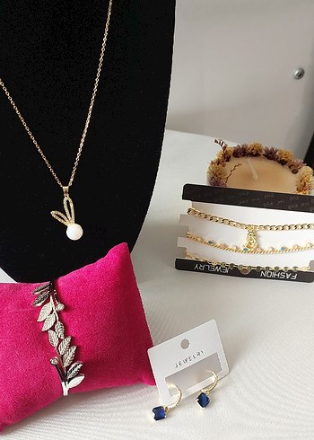 Renkli Zincir Detaylı Minimalist Kadın Takı Seti - Görsel 2