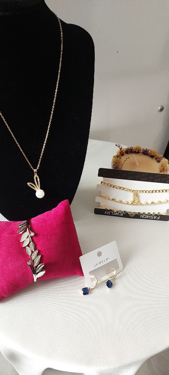 Renkli Zincir Detaylı Minimalist Kadın Takı Seti - Görsel 2