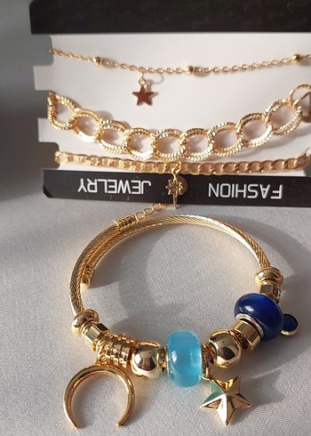 Renkli  Altın Renk Bohem Çelik Takı Seti - Görsel 5