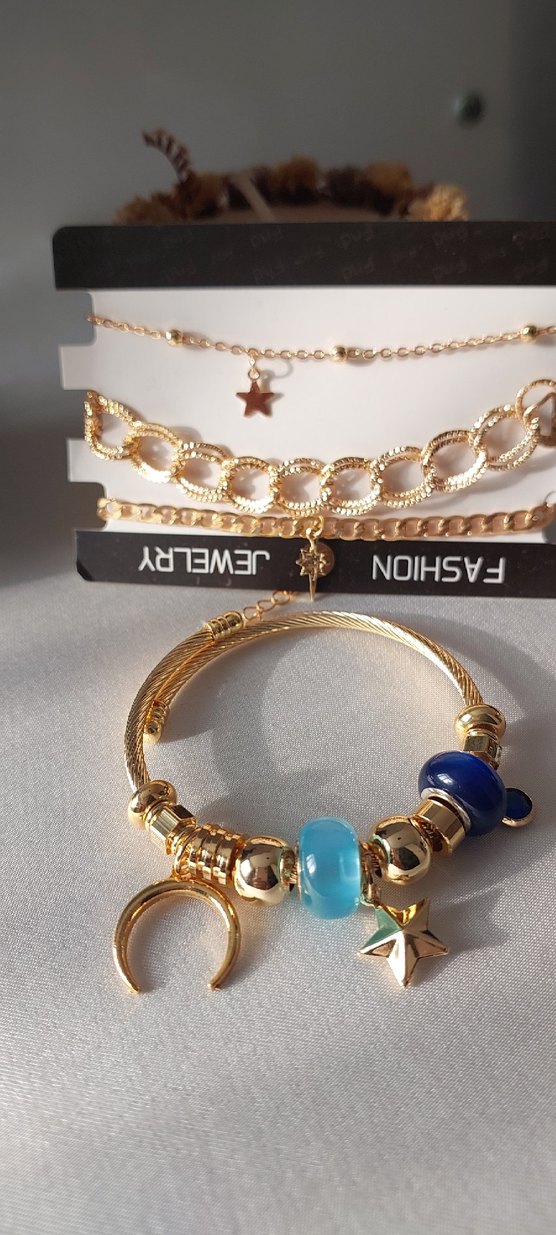 Renkli  Altın Renk Bohem Çelik Takı Seti - Görsel 5