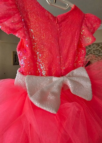 Pembe Barbie Kız Elbisesi Tül Etekli - Görsel 4