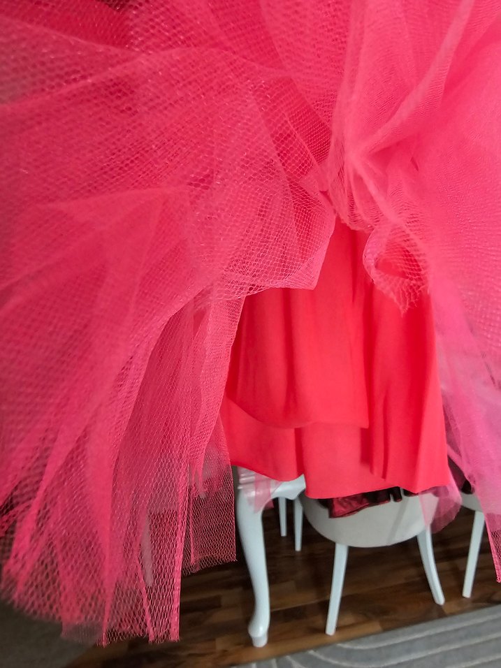 Pembe Barbie Kız Elbisesi Tül Etekli - Görsel 5