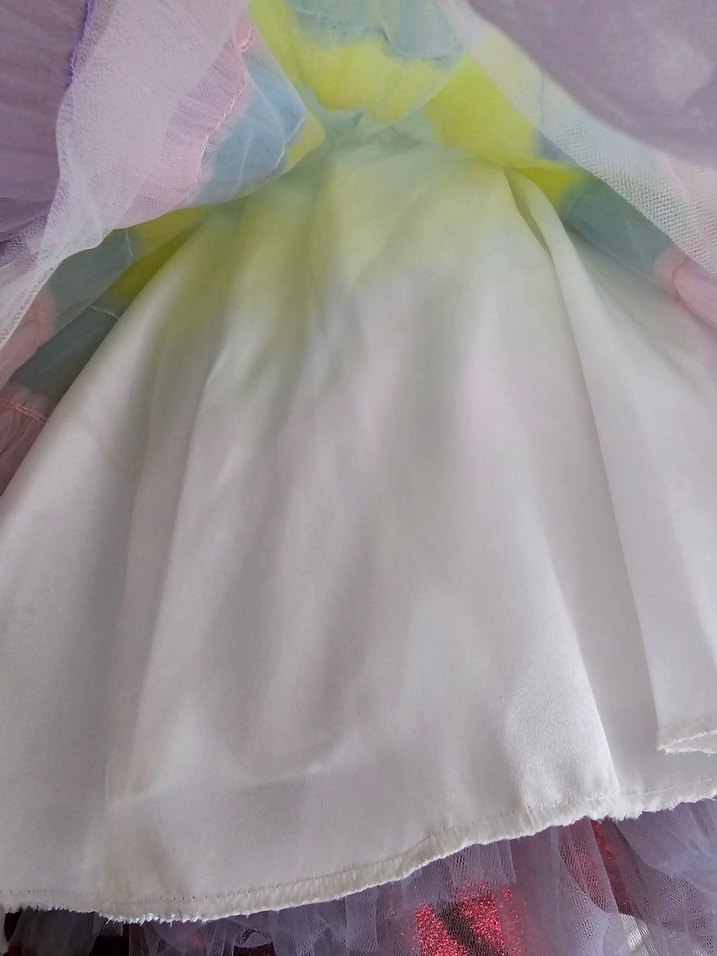 unicorn Kız Çocuk Pastel Renkli Fırfırlı Elbise - Görsel 5