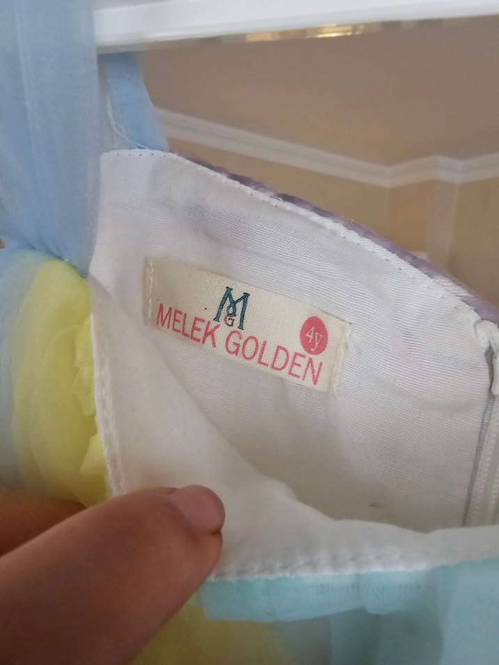 unicorn Kız Çocuk Pastel Renkli Fırfırlı Elbise - Görsel 3