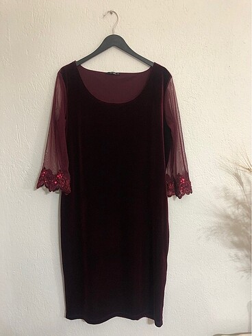 Bordo kadife elbise