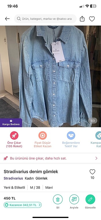Stradivarius Stradivarius jean gömlek