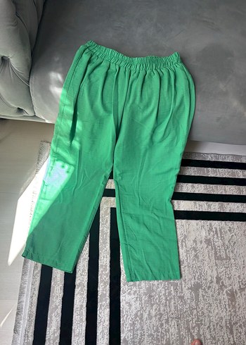 xxl Beden Kadın Yeşil Midi Kumaş Pantolon