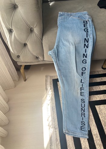 Baskılı, bol kesim midi kot pantolon