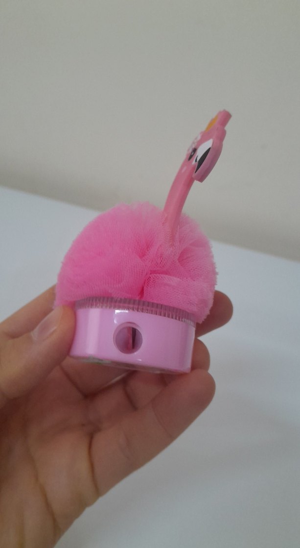 Pembe Flamingo Figürlü Fırfırlı kalemtras - Görsel 3