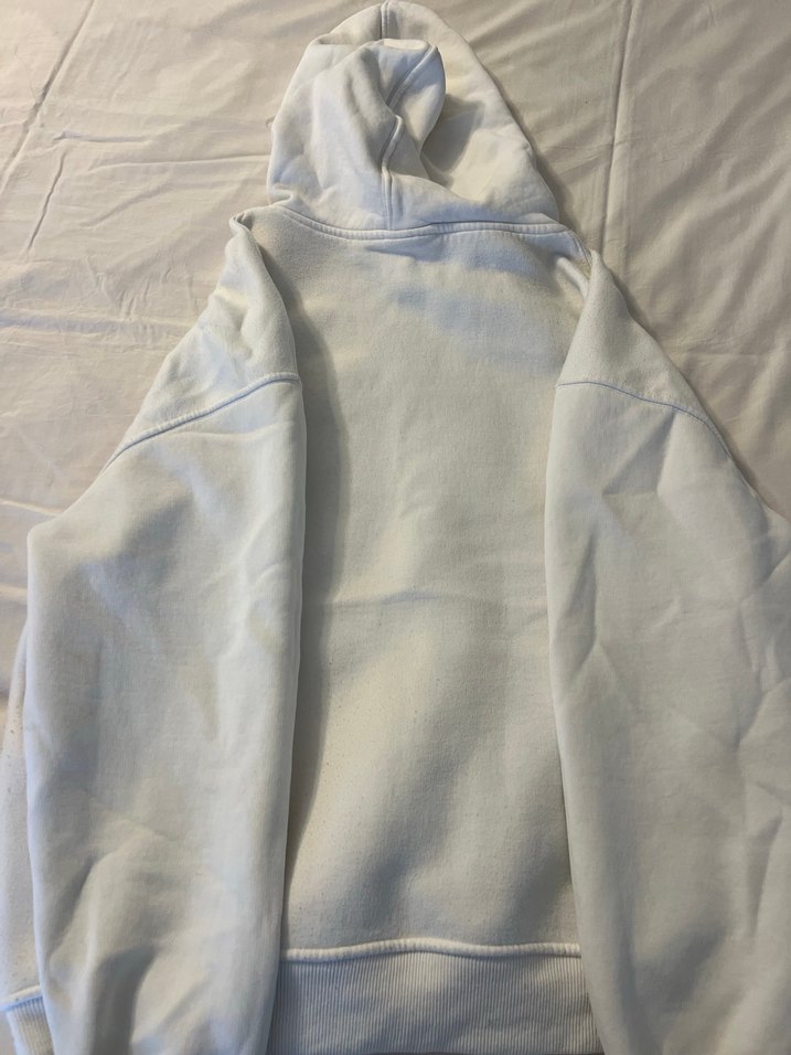 Beyaz Kapüşonlu Sweatshirt, Baskılı, Salaş Kesim - Görsel 2