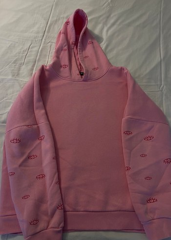 Pembe Kapüşonlu Rahat Kadın Sweatshirt - Görsel 3