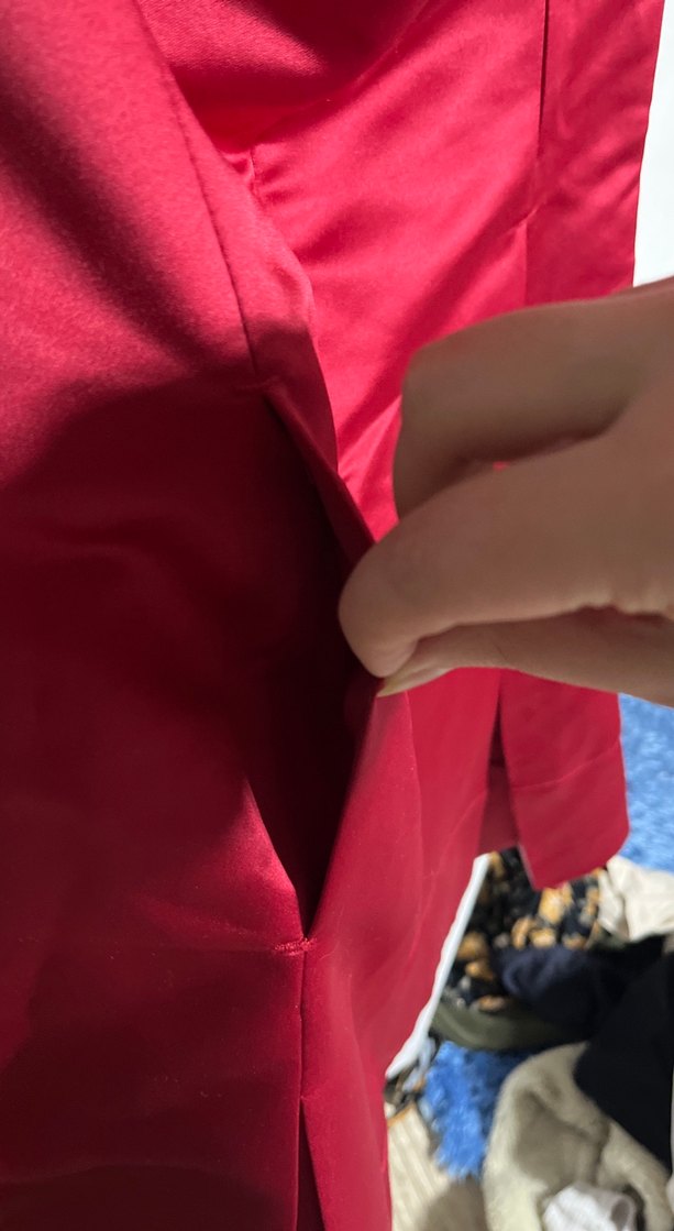 Kırmızı Straplez Pilili Midi Abiye Elbise - Görsel 3