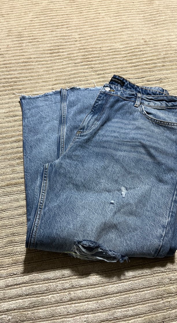 Gri Renkli Salaş Kadın Kot Pantolon - Görsel 3