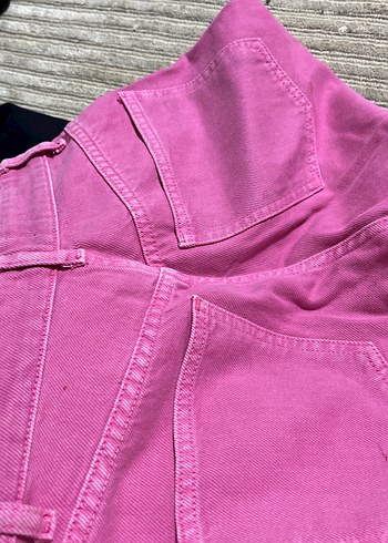 Pembe Bol Kesim Midi Kadın Kot Pantolon - Görsel 4