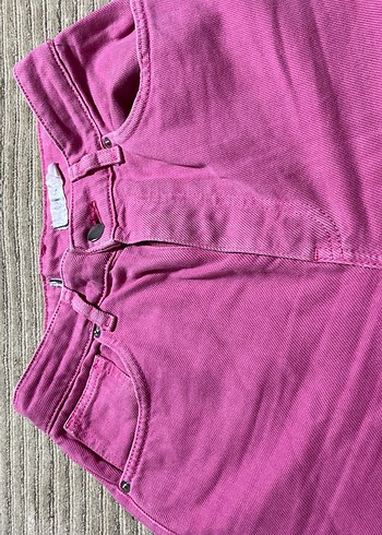 Pembe Bol Kesim Midi Kadın Kot Pantolon - Görsel 3