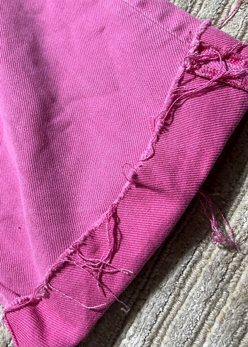 Pembe Bol Kesim Midi Kadın Kot Pantolon - Görsel 2