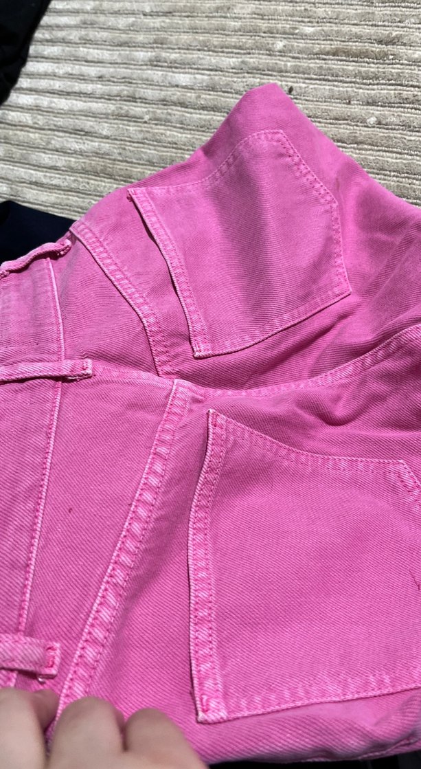 Pembe Bol Kesim Midi Kadın Kot Pantolon - Görsel 4