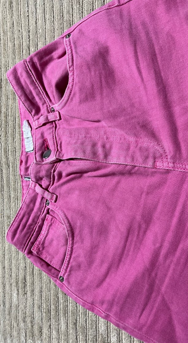 Pembe Bol Kesim Midi Kadın Kot Pantolon - Görsel 3