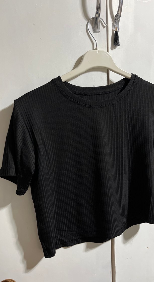 Kadın siyah bluz tişört - Görsel 2