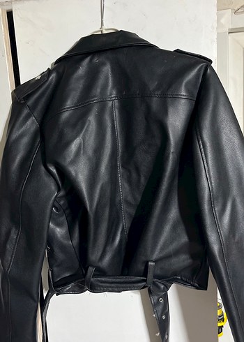 Siyah Deri Biker Ceket - Görsel 4