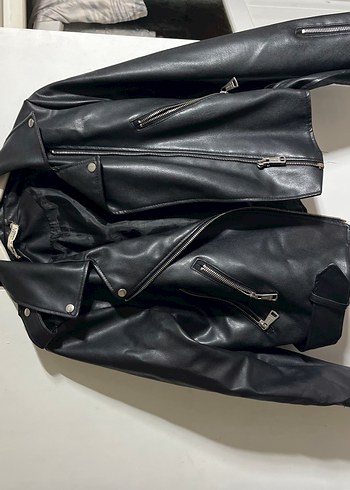 Siyah Deri Biker Ceket - Görsel 2