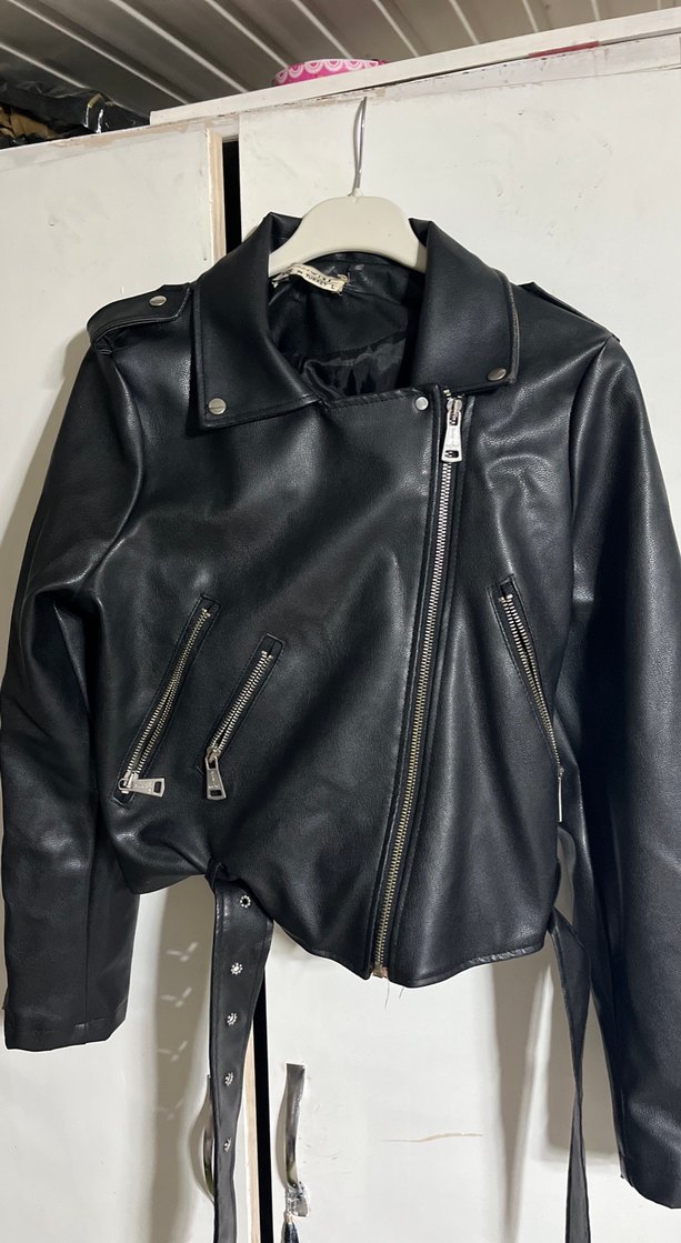 Siyah Deri Biker Ceket - Görsel 3