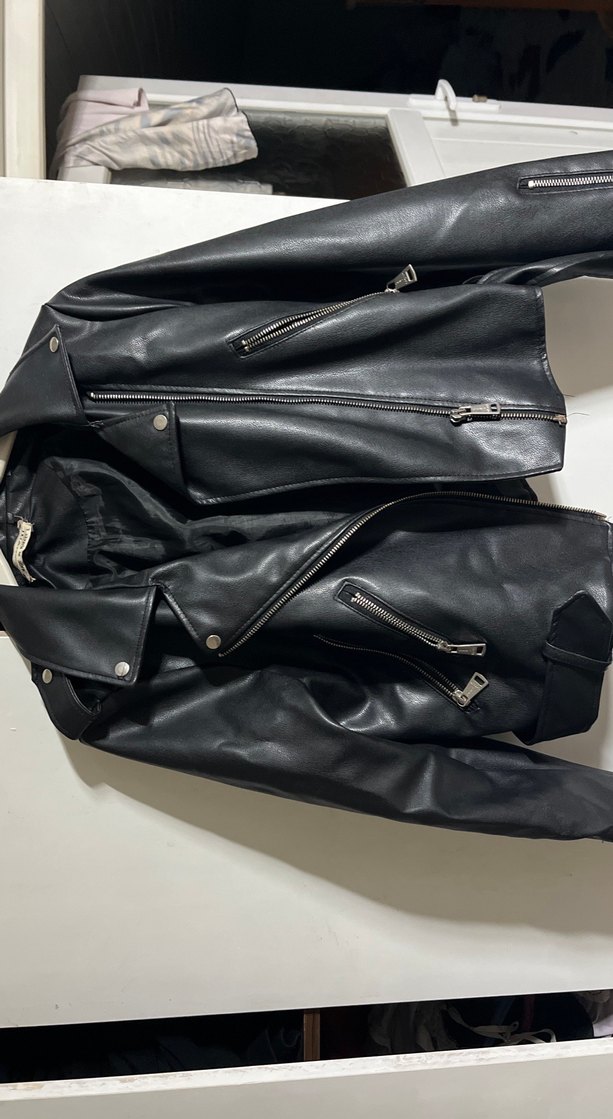 Siyah Deri Biker Ceket - Görsel 2