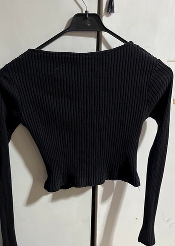Kadın Siyah Düğmeli V Yaka Triko - Görsel 4