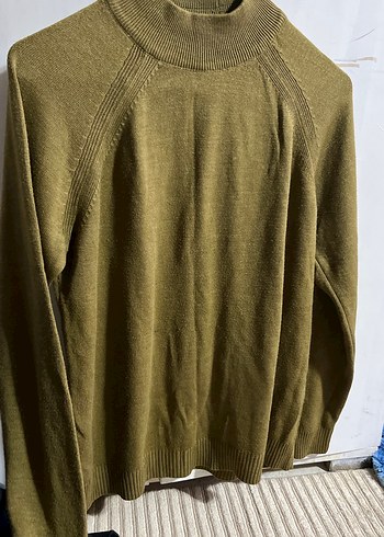 Kadın Haki Renk Basic Triko Kazak - Görsel 3