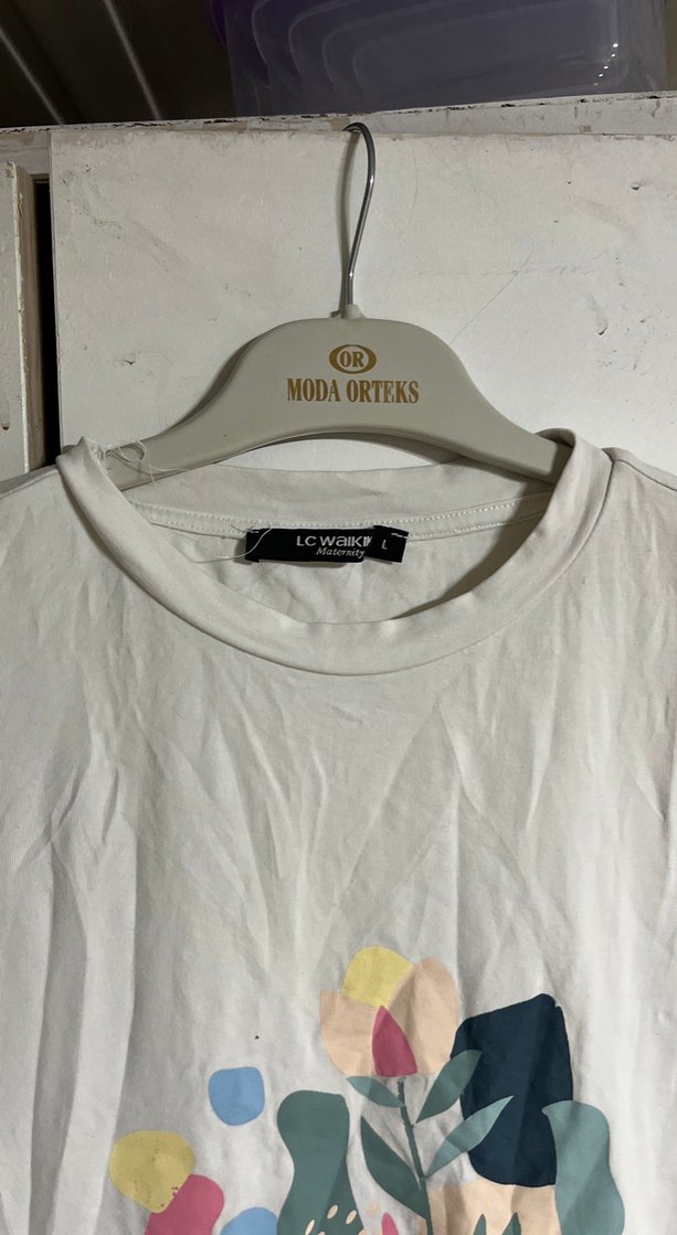 Baskılı Kadın Beyaz Pamuklu Tişört - Görsel 2