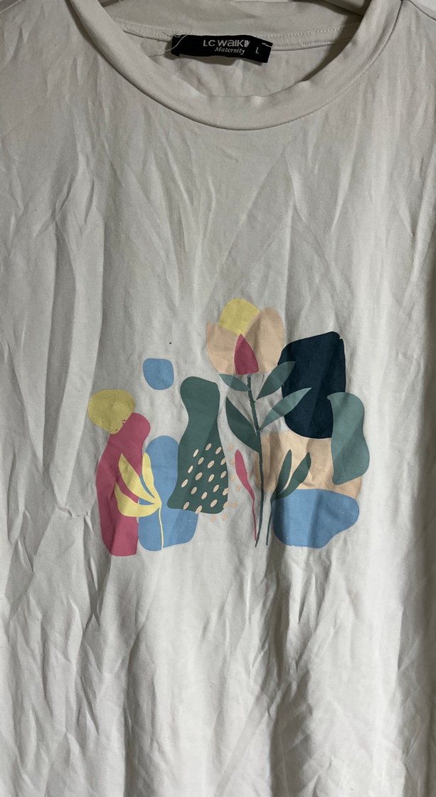 Baskılı Kadın Beyaz Pamuklu Tişört - Görsel 3