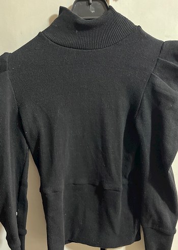 Kadın Siyah Yüksek Yakalı Triko Kazak - Görsel 3