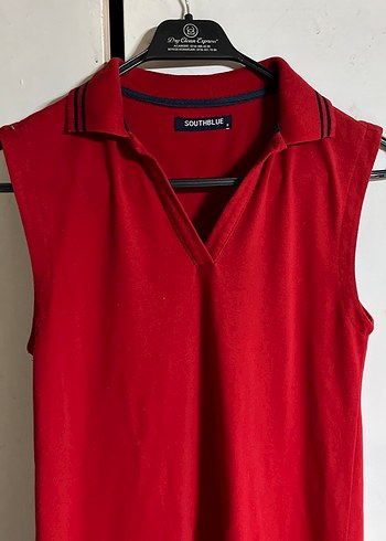 Kolsuz Kırmızı V Yakalı Midi Elbise - Görsel 2