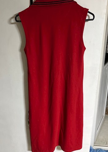 Kolsuz Kırmızı V Yakalı Midi Elbise - Görsel 3