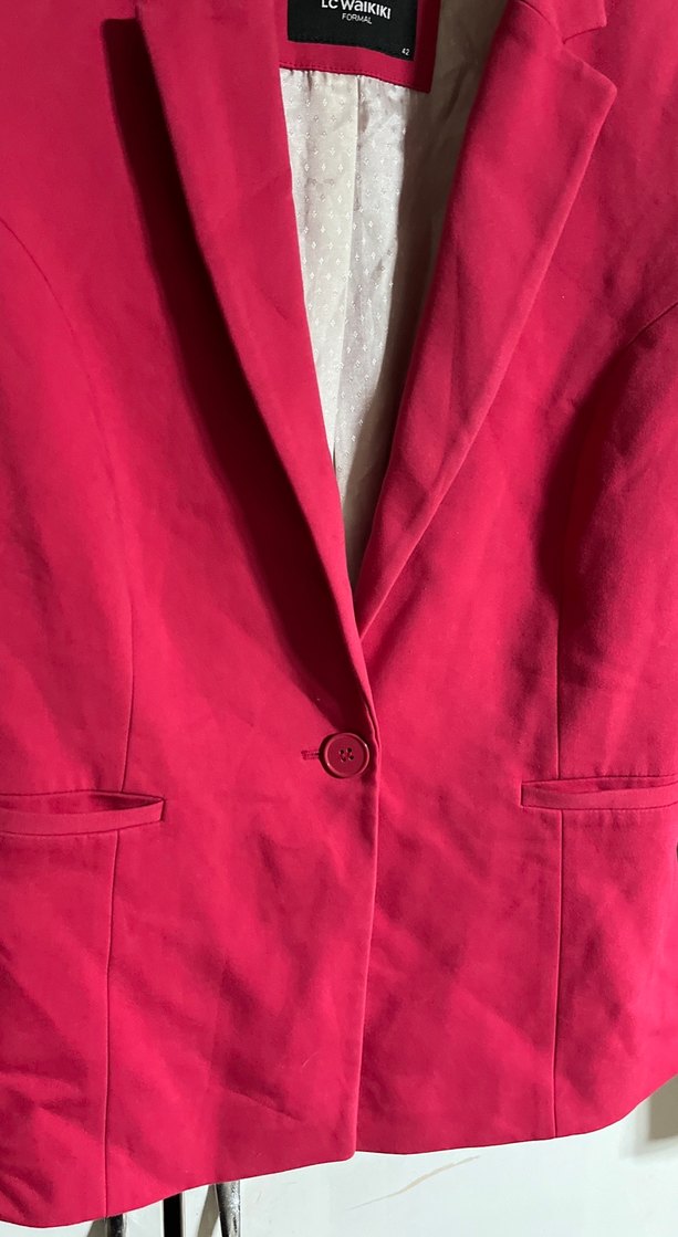 Pembe Düğmeli Kadın Blazer Ceket - Görsel 2