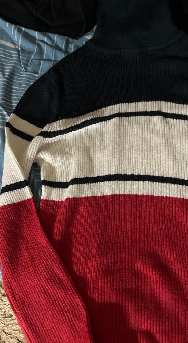 Kadın Renk Bloklu Balıkçı Yaka Triko - Görsel 3