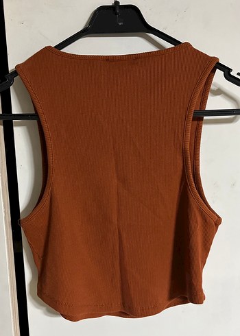 Kadın Kahverengi Kolsuz Crop Top - Görsel 2