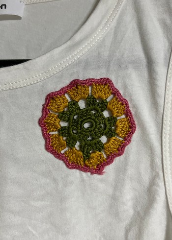 Düğmeli Bohem Beyaz Kadın Atlet - Görsel 2