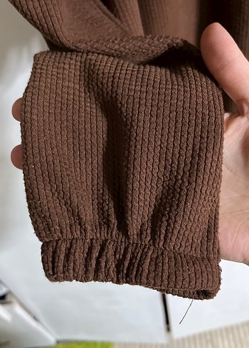 Kadın Kahverengi Uzun Kollu Keten Bluz - Görsel 3