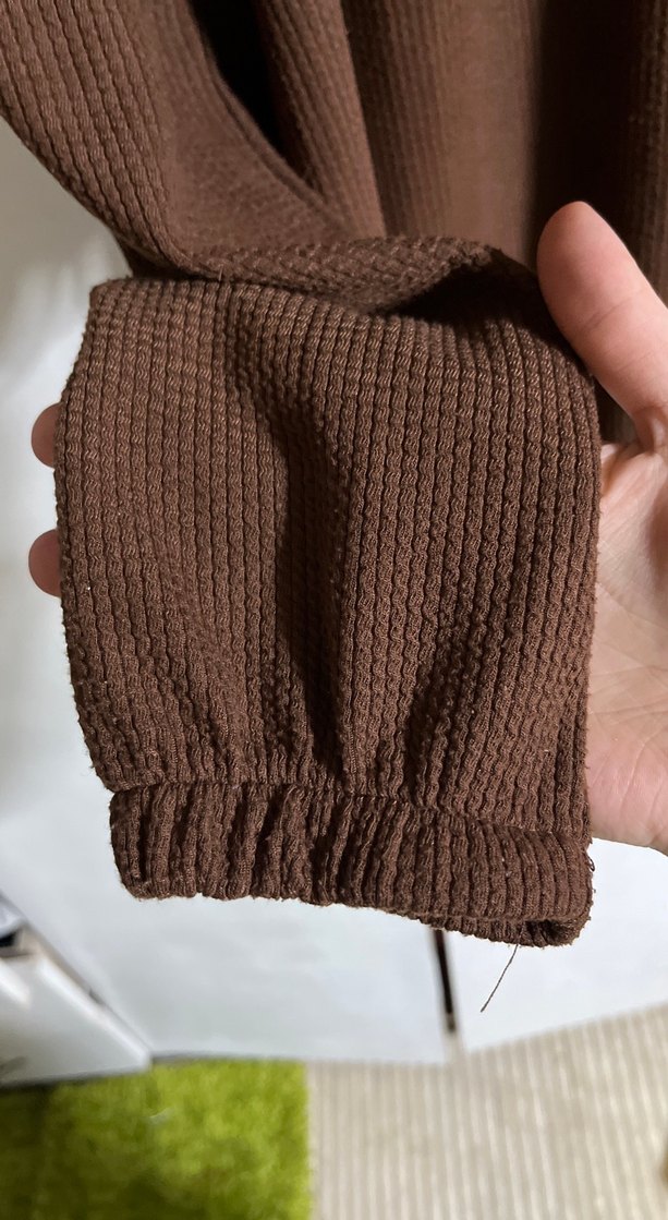 Kadın Kahverengi Uzun Kollu Keten Bluz - Görsel 3