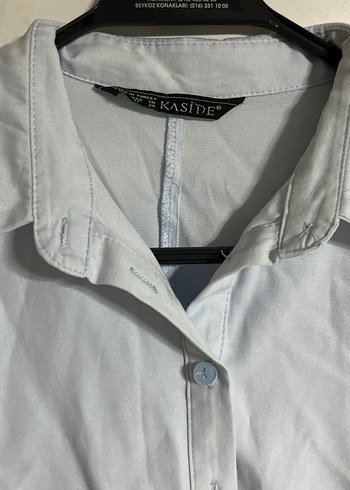 Düğmeli Beyaz Uzun Kollu Keten Kadın Gömlek - Görsel 3