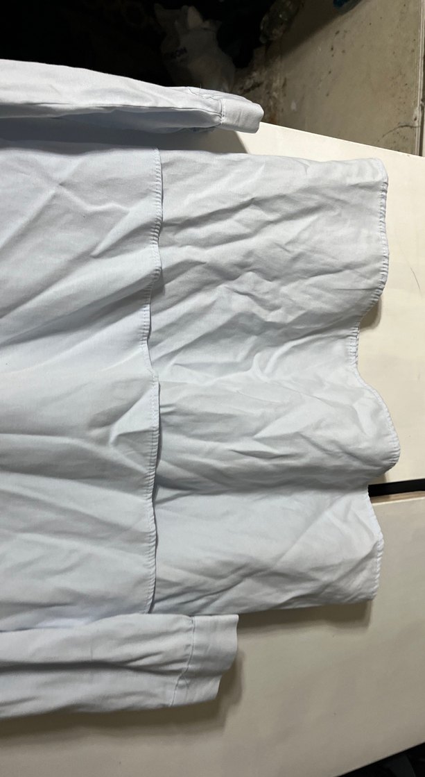 Düğmeli Beyaz Uzun Kollu Keten Kadın Gömlek - Görsel 2