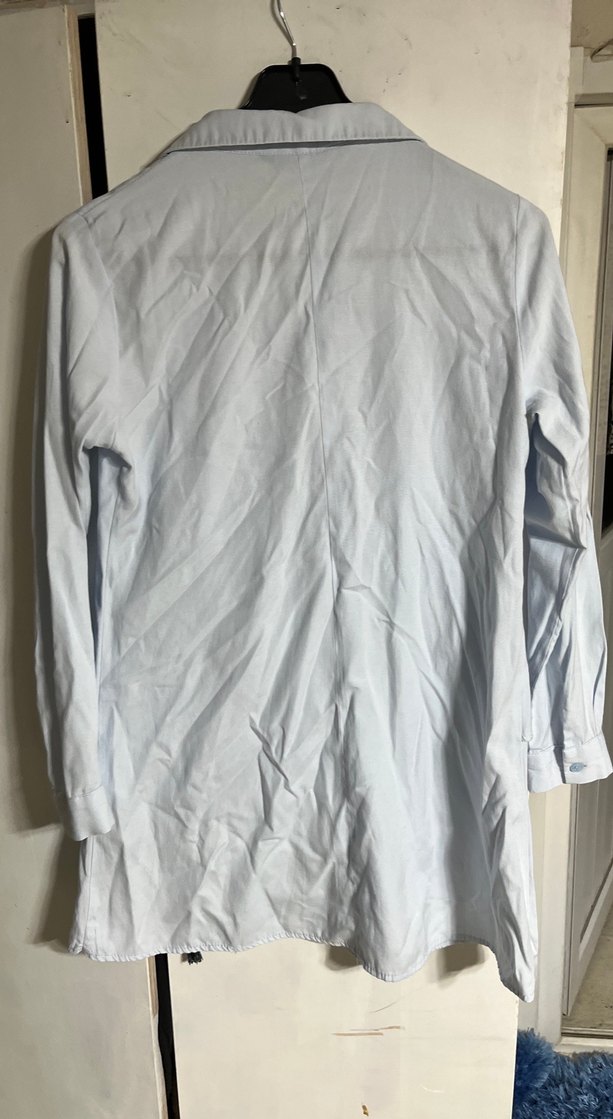 Düğmeli Beyaz Uzun Kollu Keten Kadın Gömlek - Görsel 4