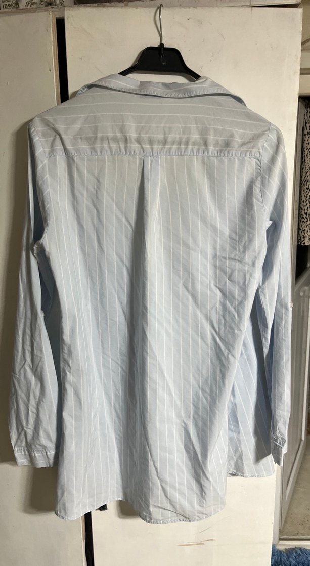 Düğmeli Beyaz Kadın Keten Gömlek - Görsel 3