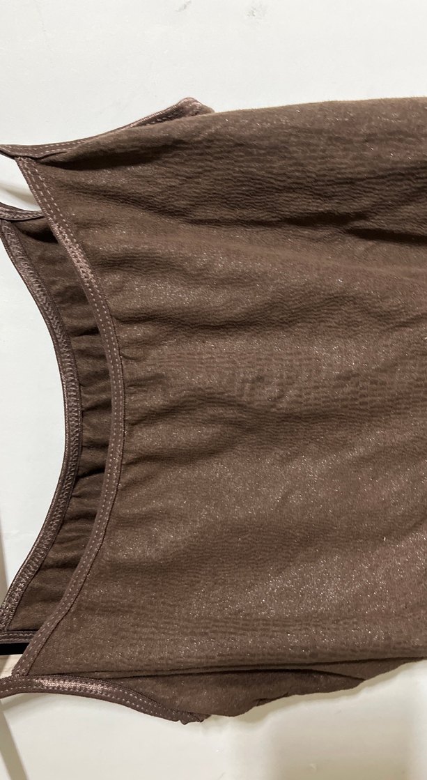 Kahverengi Keten İnce Askılı Kadın Atlet - Görsel 2