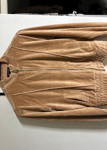 Bej Kadın Süet Fermuarlı Ceket - Görsel 3