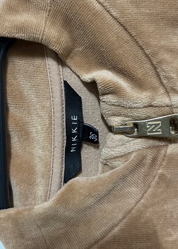 Bej Kadın Süet Fermuarlı Ceket - Görsel 2