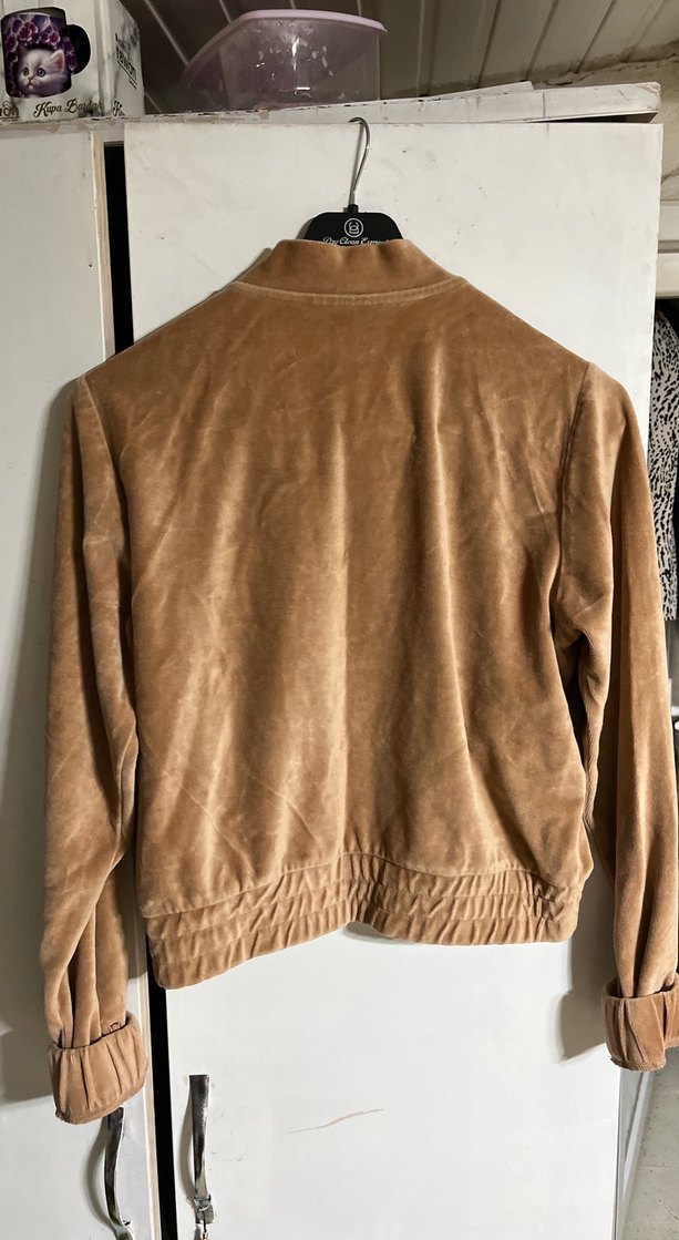 Bej Kadın Süet Fermuarlı Ceket - Görsel 4